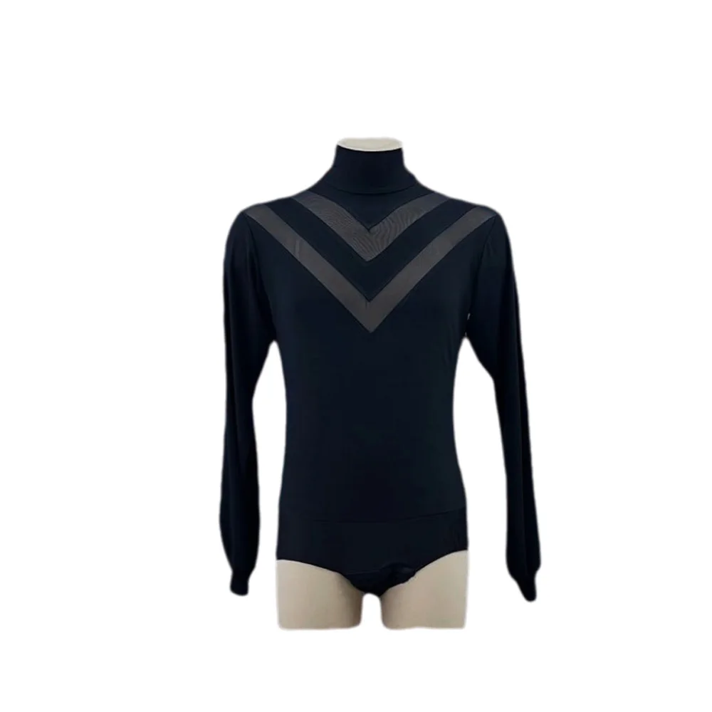 Męski strój do tańca latynoamerykańskiego z wysokim dekoltem w kształcie litery V, łączony, top dla dzieci i dorosłych, profesjonalny kostium do występów tańca towarzyskiego.