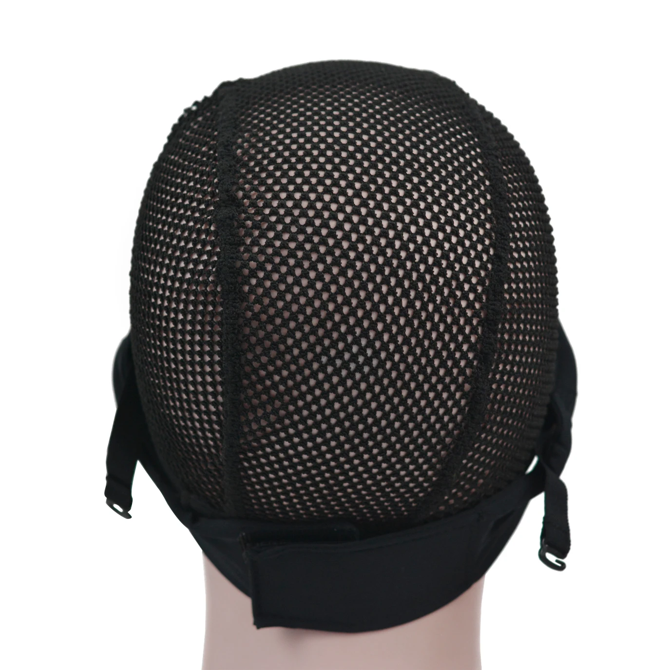 1Pc Mesh Dome Wig Caps Black Big Holes Hair Nets Headband Wig Cap with Adjustable Straps on Back for Making Wigs