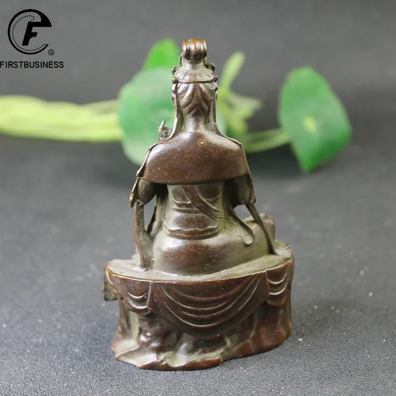 Antique Copper Bench Guanyin Bodhisattva Statue Desktop Ornament Buddha Figurines Lucky Feng Shui Home Decors Crafts Accessories