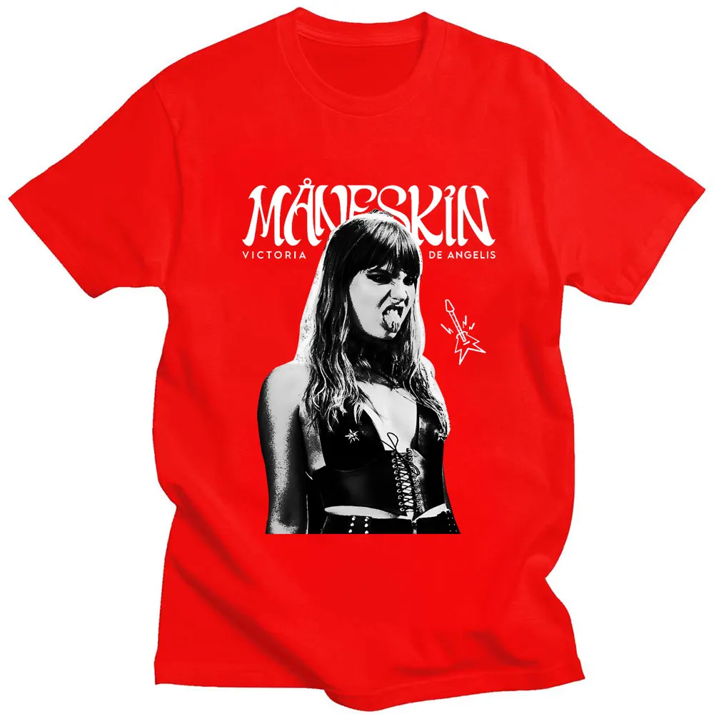 Rock Band Maneskin T-shirt Victoria De Angelis Print Unisex Katoen