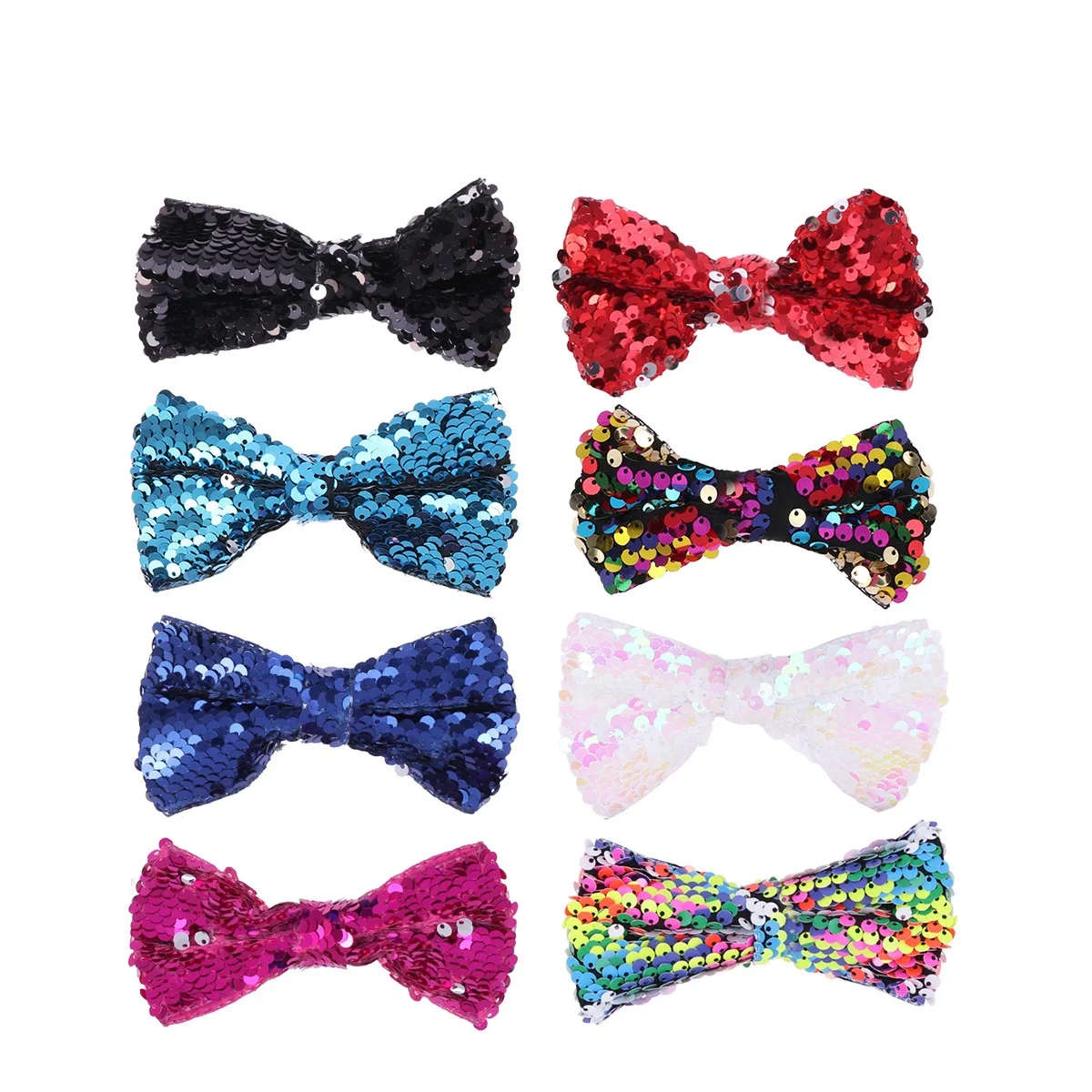 

16Pcs Bowknot Decor Hairpin Shining Accessories for Child Girl Travel Holiday Daily Life White Red Blue Black Rosy