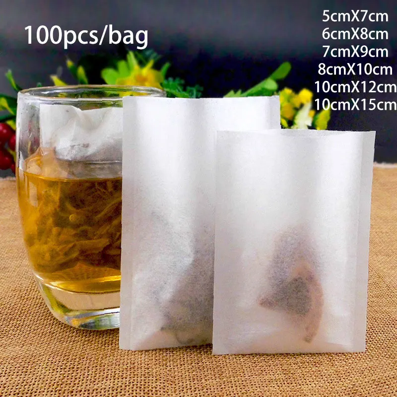 Bolsas de té selladas por calor desechables, bolsa de filtro de varios tamaños, bolsa vacía de café en polvo, bolsa de papel de filtro Biodegradable