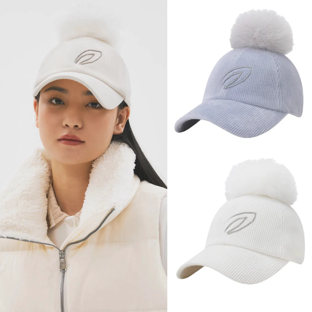 Autumn and winter golf sports ball hat, women's new detachable wool ball ear protection, comfortable and warm duckbill cap