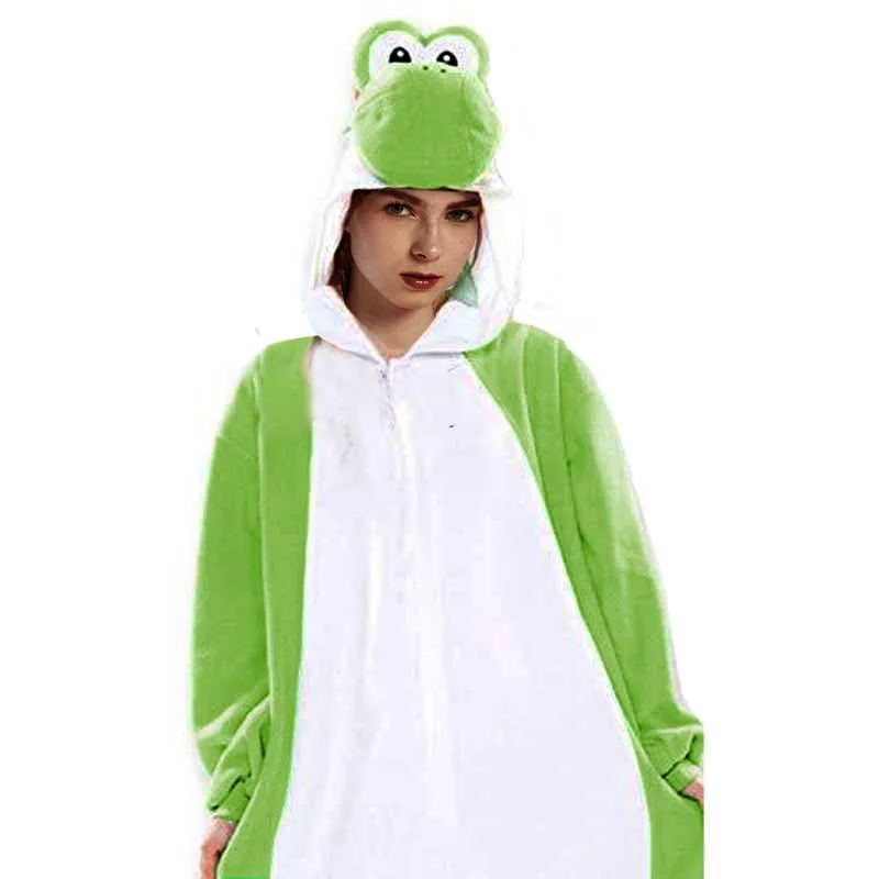 Disfraz de Cosplay de Yoshi para mujer, pijama de dibujos animados, mono de manga larga con capucha para fiesta de Navidad, Kigurumi de animales