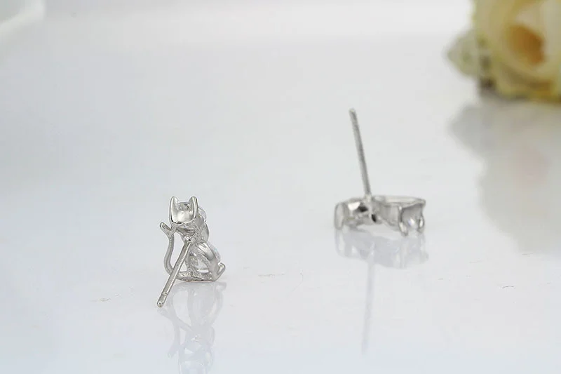 Nette Reine Echt 925 Sterling Silber Kitty Katze Gepflastert Zirkonia CZ Stud Ohrringe Bijoux Frauen Mädchen Kinder Schmuck Heißer geschenk – Detail 15