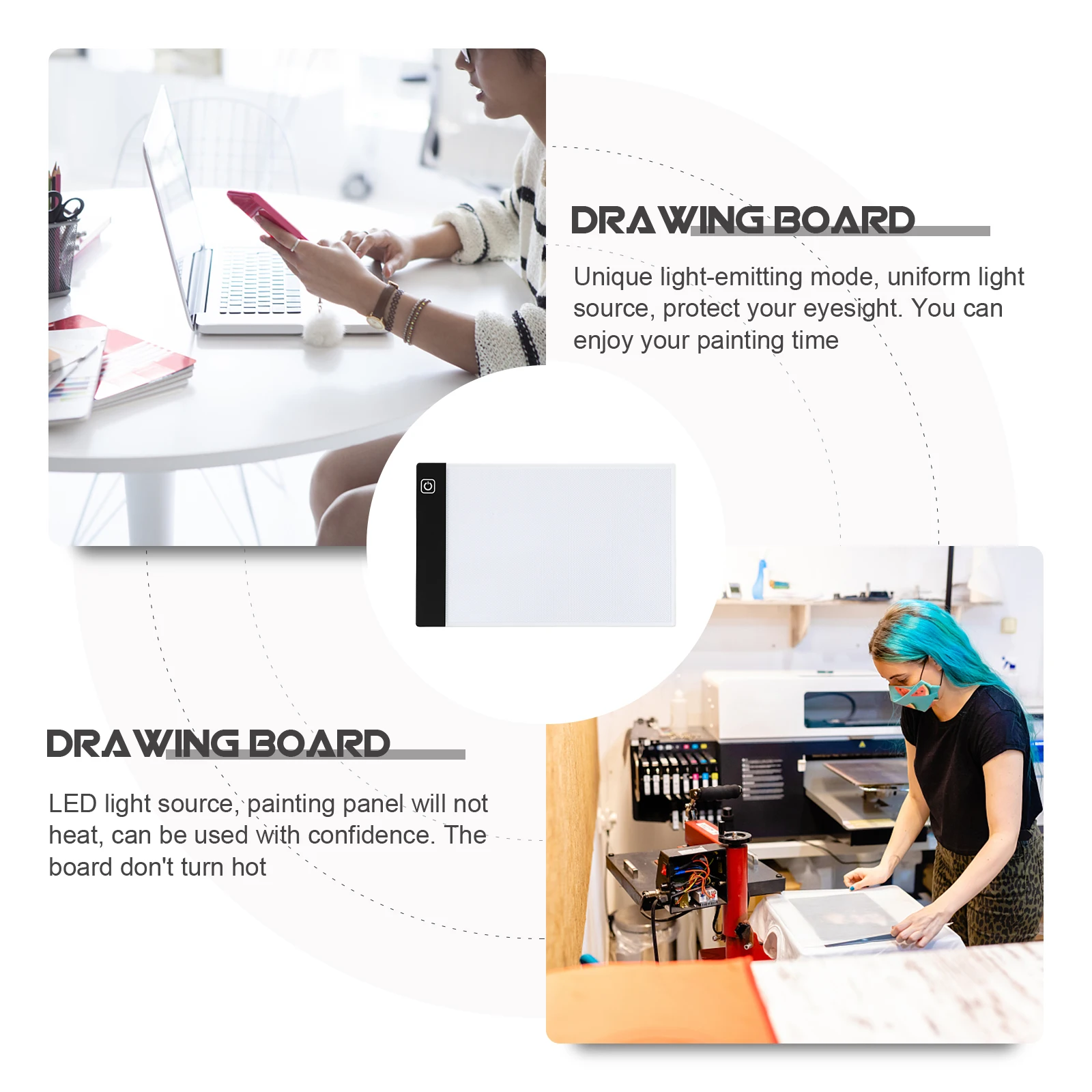 

A5 Size Drawing Board Copying Writer Board Simple Light Box Three Gears Dimming USB Charging Cable for Student School Home Eye