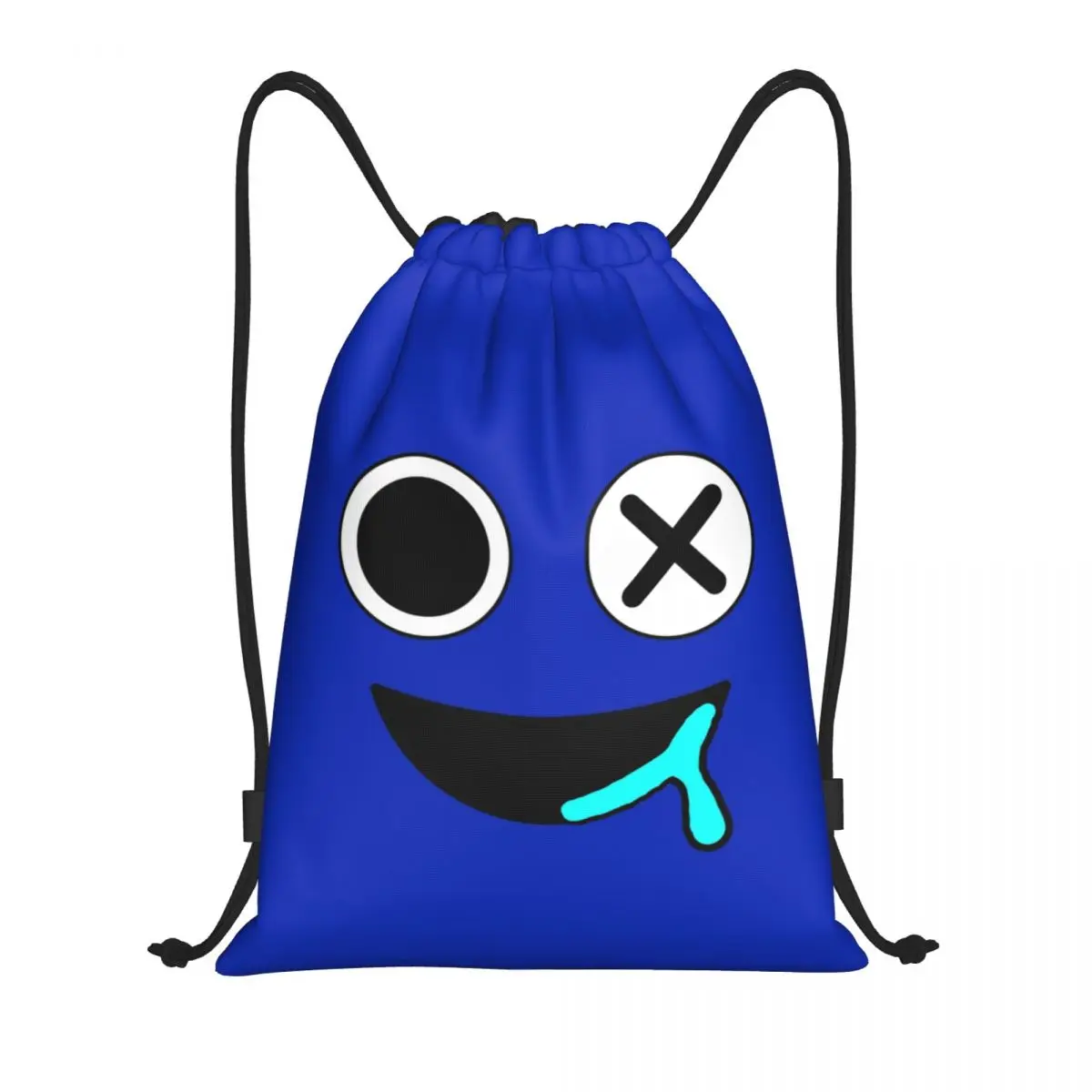 Custom Blue Face Rainbows Friend Drawstring Bag Women Men Lightweight Video Game Sports Gym Storage Backpack