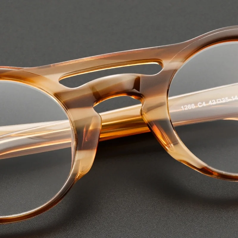 New Double Beam Circular Men's And Women's Eyeglass Frame Made Of Sheet Metal High-quality Optical Prescription Frame 1266
