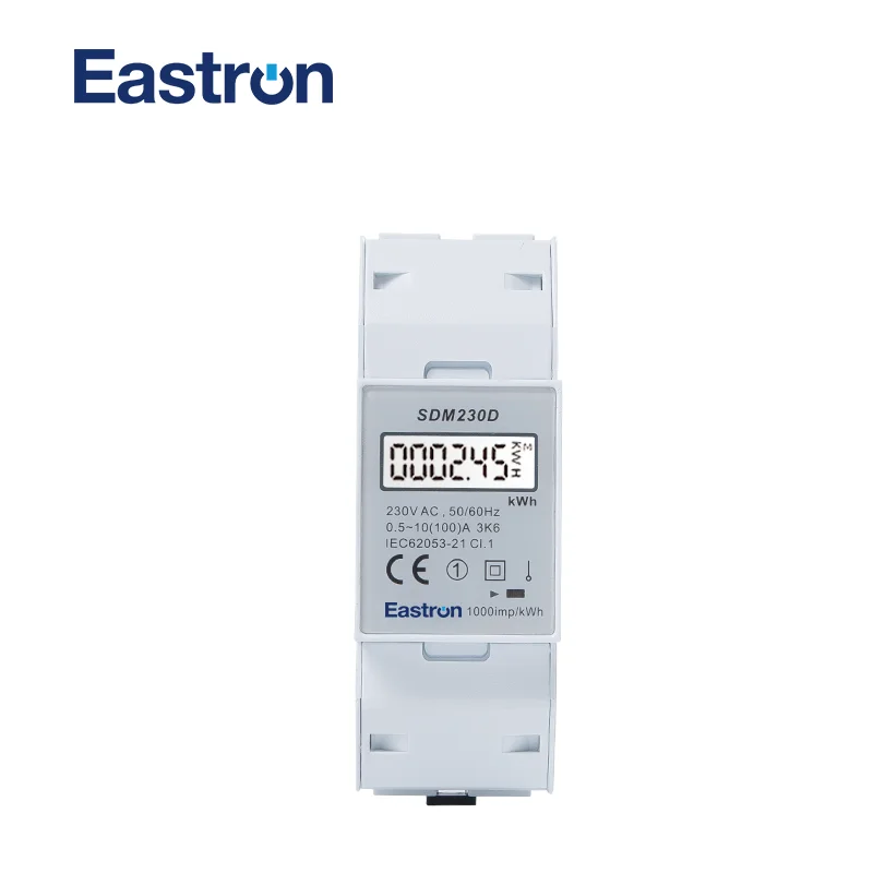 SDM230D Single Phase Din Rail Energy Meter 100A default 230V AC LCD display IEC62053-21  Pulse Output NON-MID