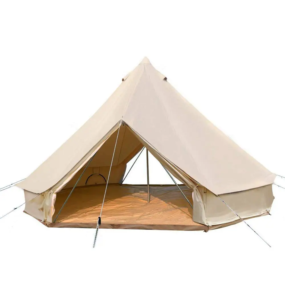 

Hot sale! High Quality Beige Large Luxury 5m Cotton Canvas Grow Yurt Outdoor Camping Bell Tent Canvas Mildew Proof Bell Tent