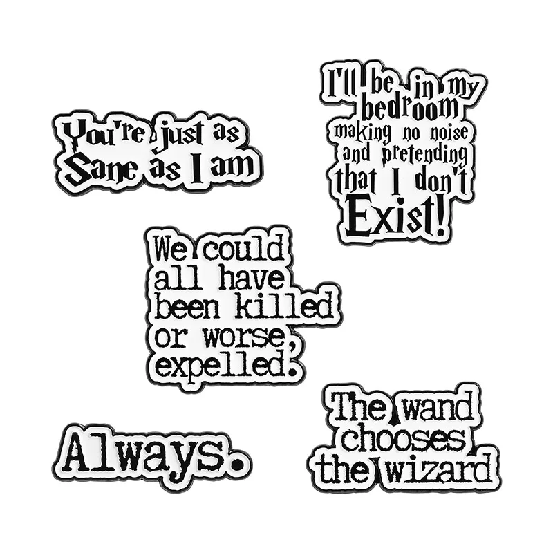 Minimalista série inglês broche carta frase curta citações crachá roupas versátil acessórios de moda fivela anti-exposição