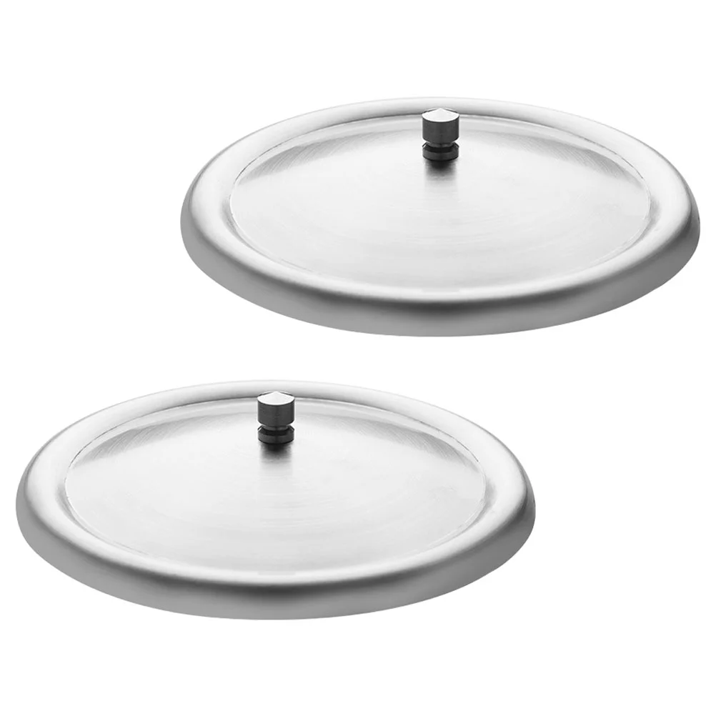 

2 Pcs Stainless Steel Lid Tea Cup with Leakproof Heat Preservation Lids Round Covers Food Mug Travel Practical