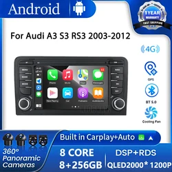 Android 16 Car Radio Multimedia GPS Video Player Wireless Carplay GPS Bluetooth Wifi RDS For Audi A3 S3 RS3 2003-2012