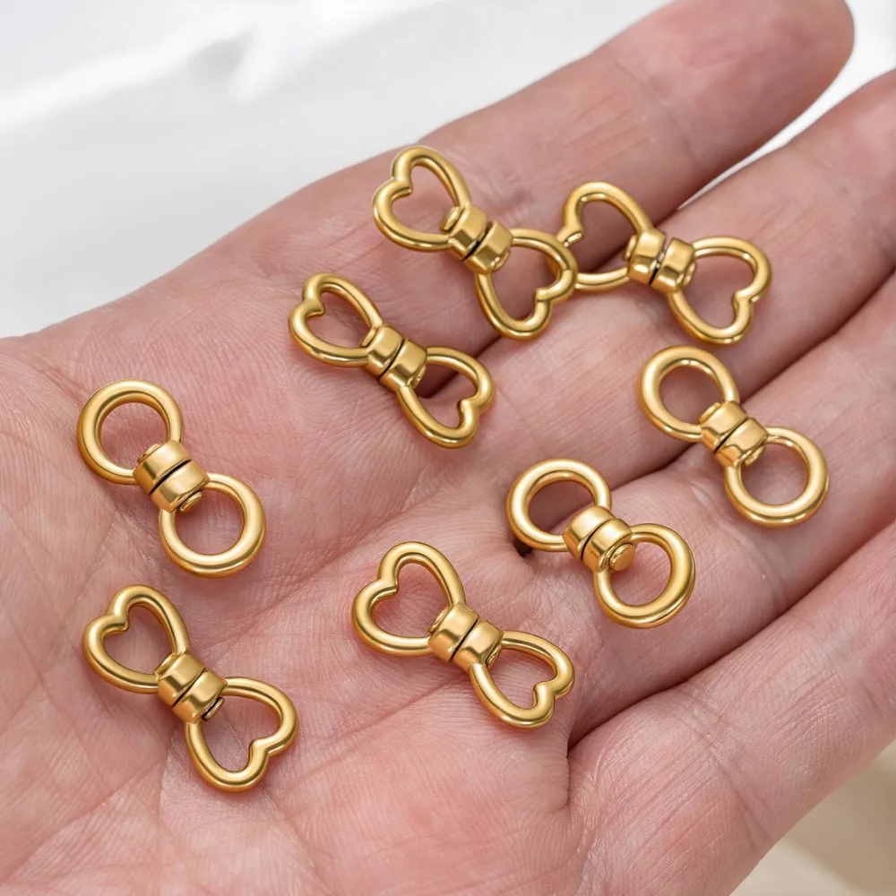 5pcs Stainless Steel Closed Swivel Buckle Square Heart Hook Clasp Rotating Buckle Keychain Chain Connectors DIY Jewelry Making