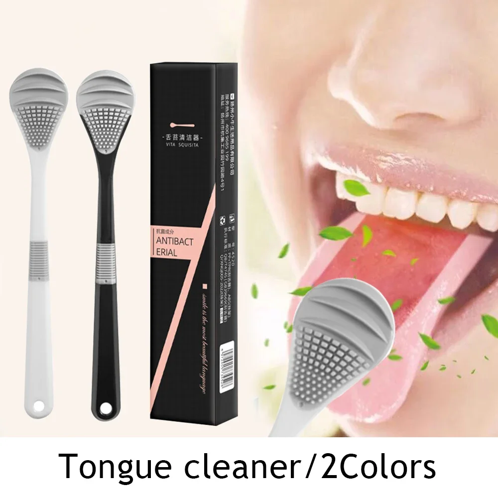 

New Silicone Tongue Scraper Double Side Tongue Cleaner Brush Cleaning Coated Tongue Toothbrush Fresh Breath Oral Care Tools