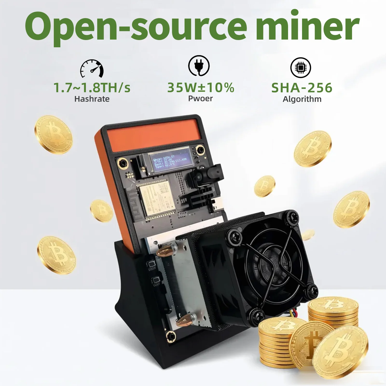 Upgraded Version Gamma 602 Bitcoin Miner 1.8TH/s SHA256 Home Mining ASIC Crypto Machine SOLO Lottery Miner for Digital Currency