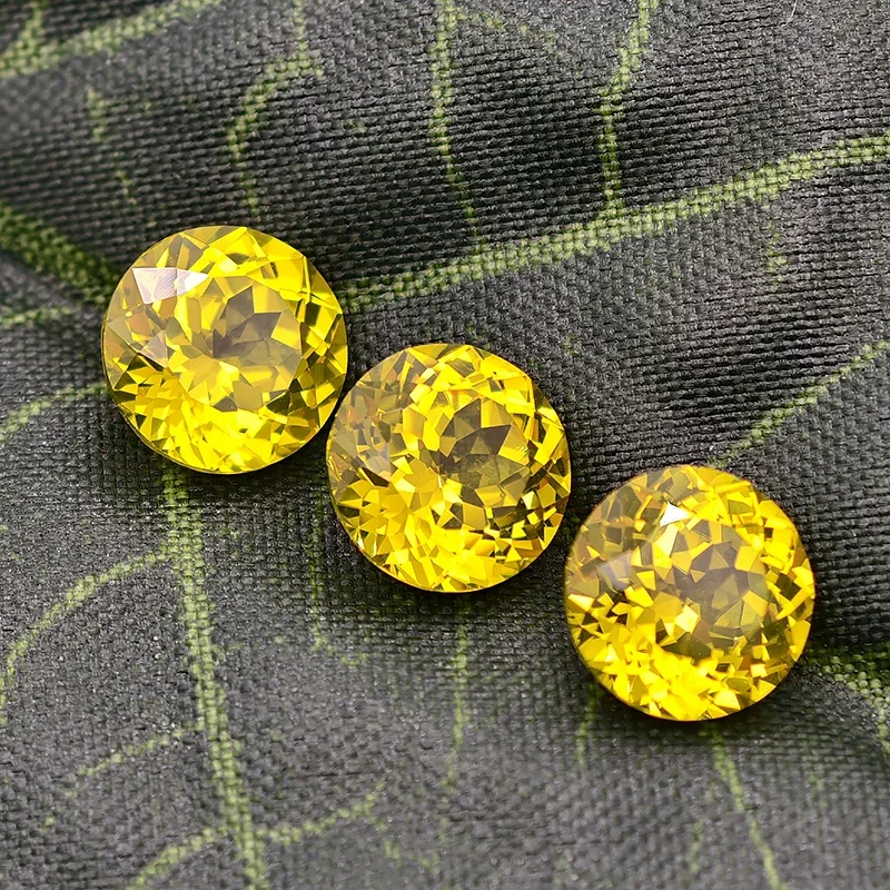 Yellow Sapphire Gemstone Round Cut YAG 5.0-8.0mm Yttrium Aluminium Garnet Loose Gemstone Lab Diamond Stones for Jewelry Making