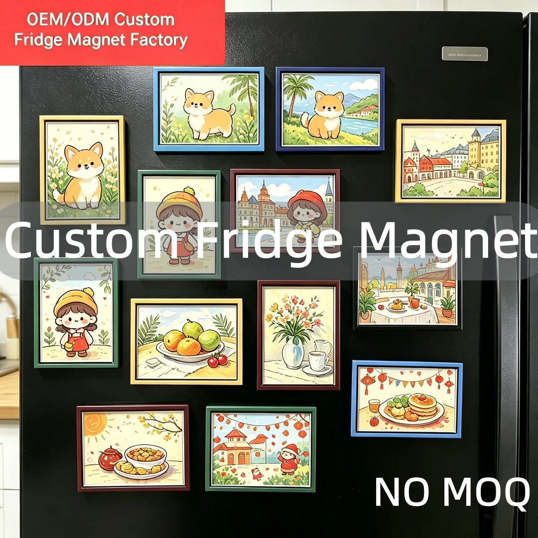 Custom Frame Fridge Magnet, Cartoon Scenery Photo Frame Refrigerator Magnets, Custom Logo No MOQ Free Design