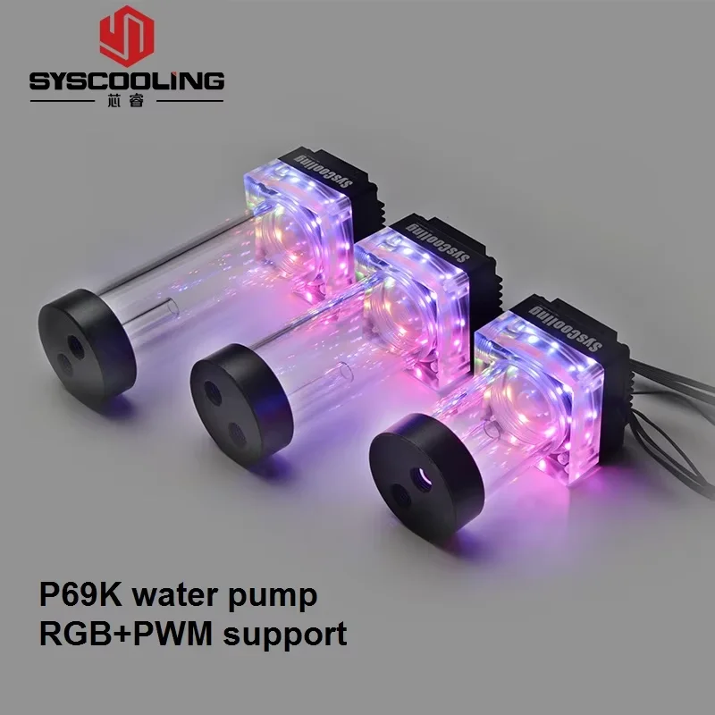 

Насос водяного охлаждения Syscooling PC P69K ШИМ-насос с резервуаром для воды RGB-подсветки DC 12 В черный бронированный насос для системы охлаждения жидкостью