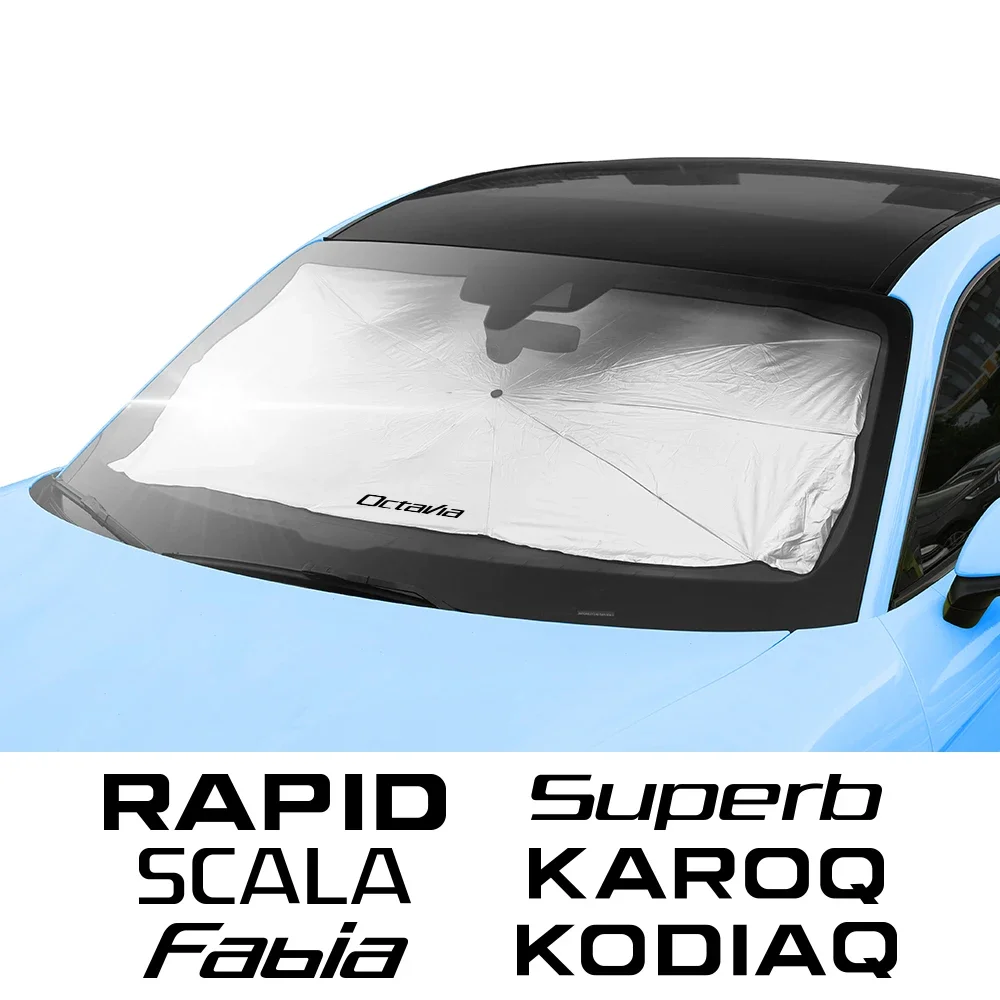 Folding Car Sunshade Umbrella Auto Accessory For Skoda Octavia Fabia Rapid Superb Kodiaq Scala Karoq Citigo Kamiq Roomster Enyaq