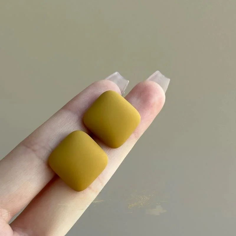 Sweet Candy Color Frosted Square Earrings Simple Blue/Yellow/Gray Purple Color Matte Geometric Stud Earrings Party Jewelry Gifts