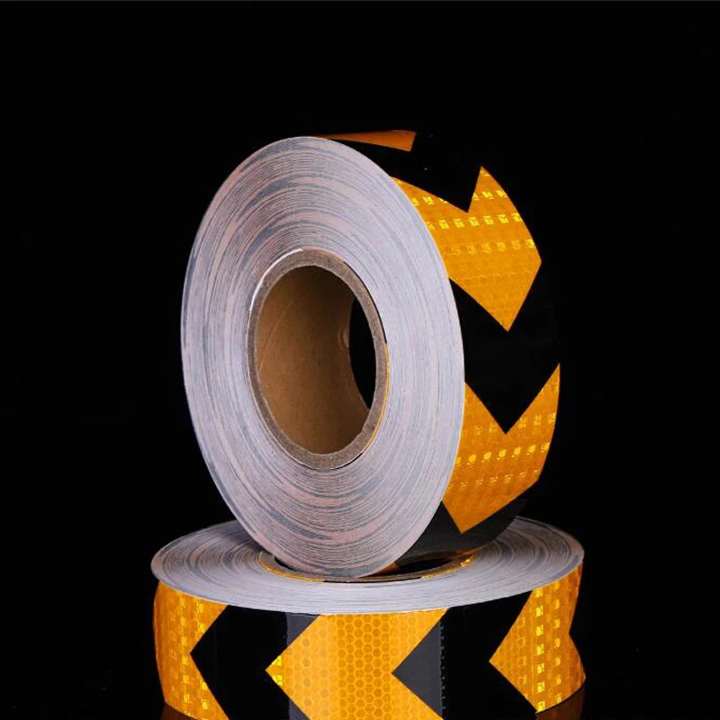 5cm x 50m/rollo de cinta de advertencia reflectante flecha marca de seguridad pegatinas de cinta reflectante estilo de coche cinta reflectante de coche