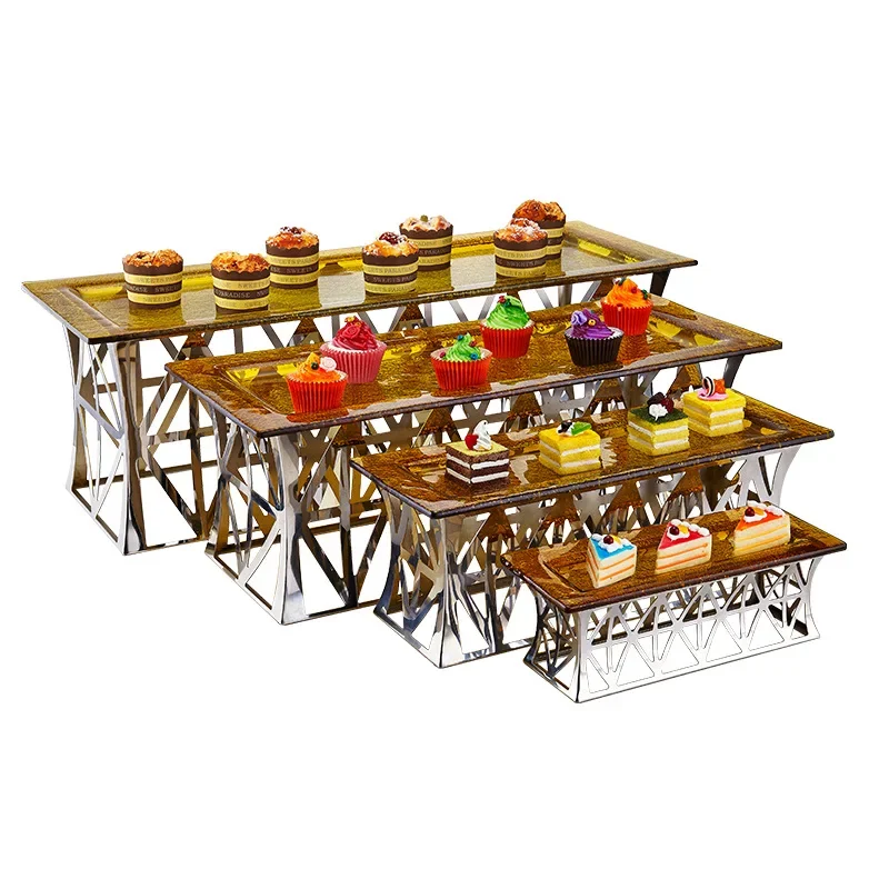 

Stainless steel dessert rack hotel banquet dessert table buffet display rack dim sum rack combination