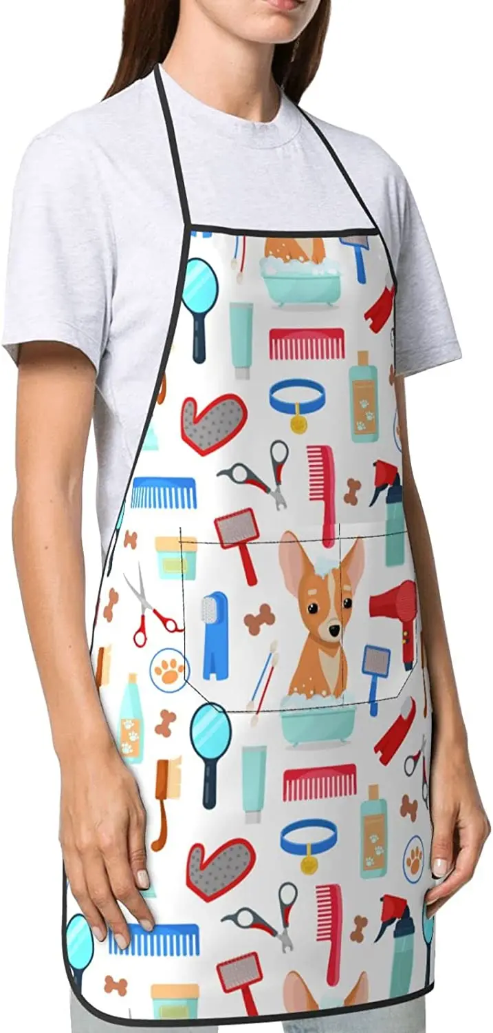 Pet Grooming For Dogs And Cats Aprons Kitchen Chef Waterproof Adjustable Funny Apron For Bbq With Pockets For Men Women