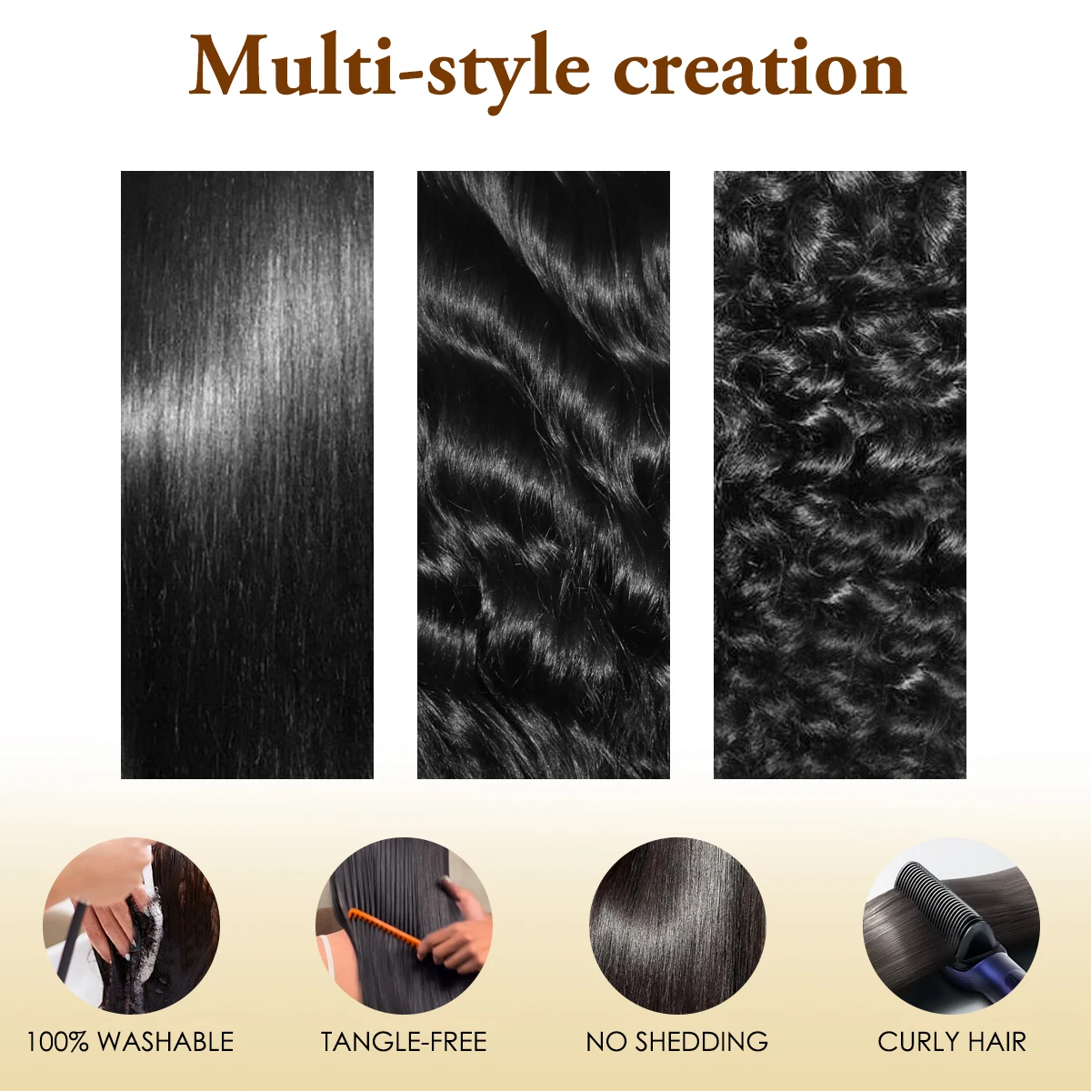 Extensiones de cabello humano liso de 38 pulgadas, 4/5/6 Uds., Remy brasileño, 100% extensiones de cabello humano sin procesar, mechones tejidos, negro Natural