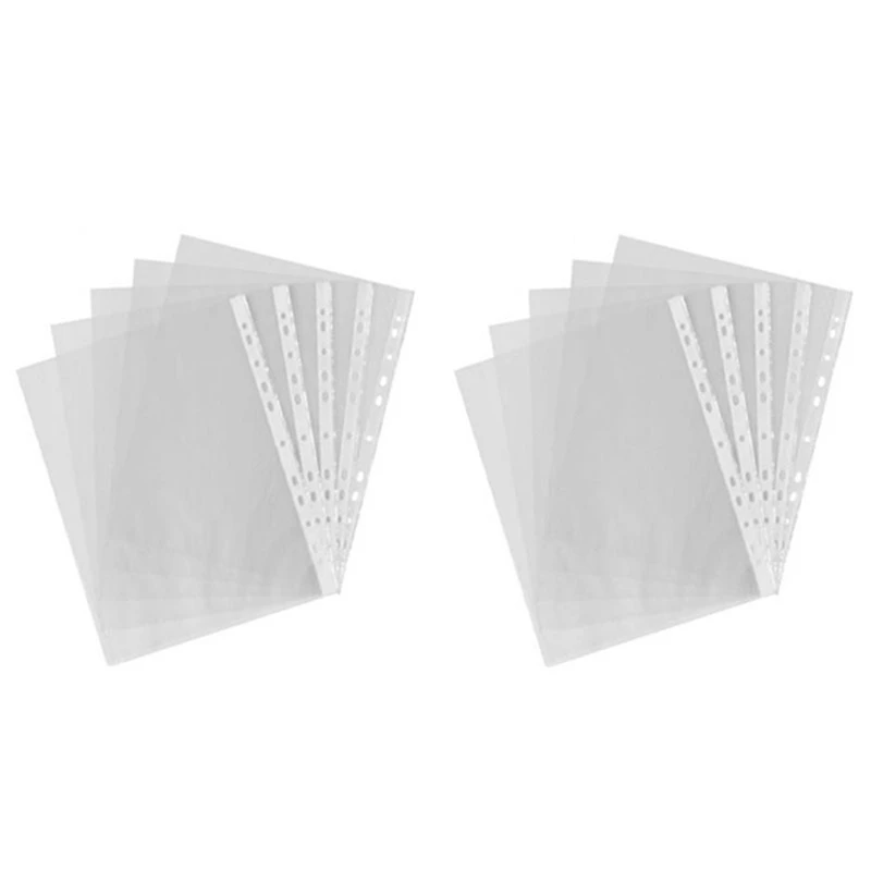 

200Pcs A4 PP Punched Punch Pockets Folders Filing Wallets Sleeves Bag Transparent 0.03Mm