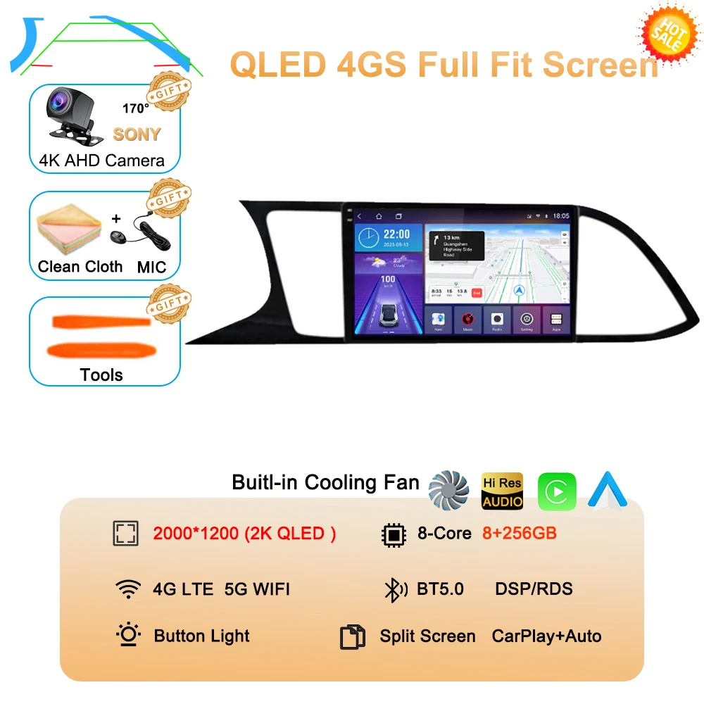 Auto radio Android 16 Carplay Auto voor Seat Leon 3 MK3 2012-2020 GPS Navigatie 4G WIFI Multimedia Videospeler Stereo 360 Camera