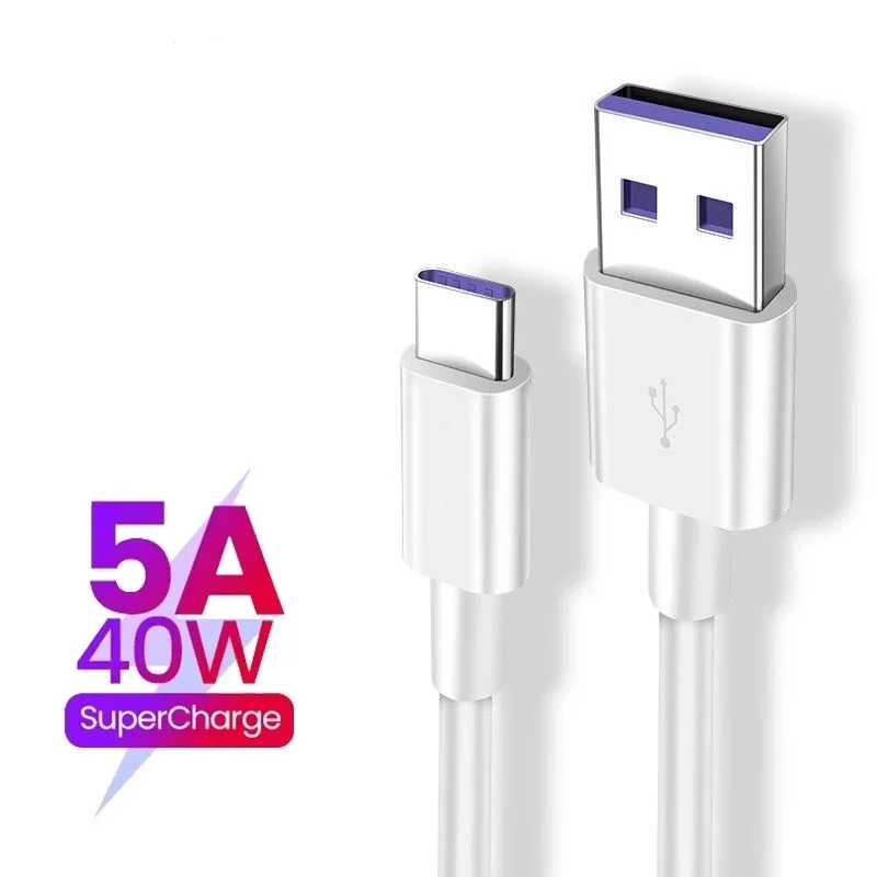 

1m Super Fast Charge Data Type C 5A USB C Cable For Samsung Huawei P40 pro Xiaomi TypeC Charger long Mobile Phone Wire Cord