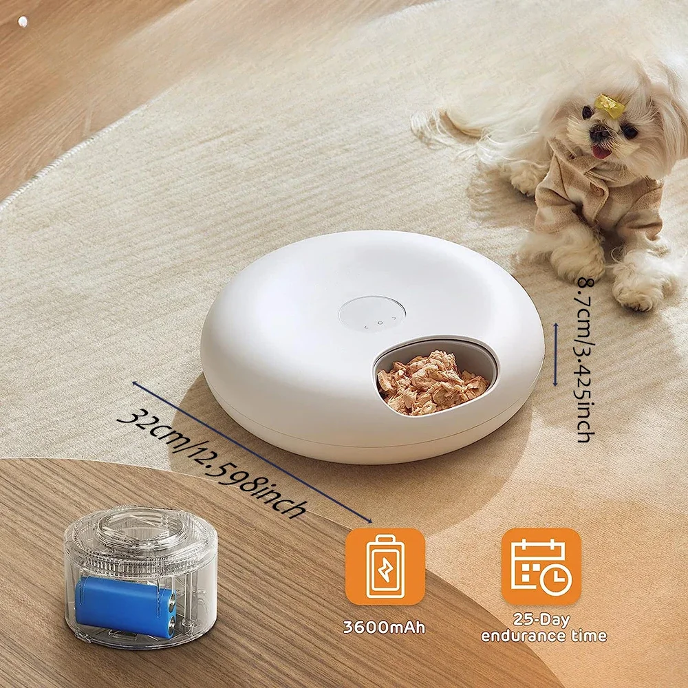 Cordless Automatic Pet Feeder Wet and Dry Food Compatible, Cat Feeder with Two Ice Packs, Programmable Timer with LED Display