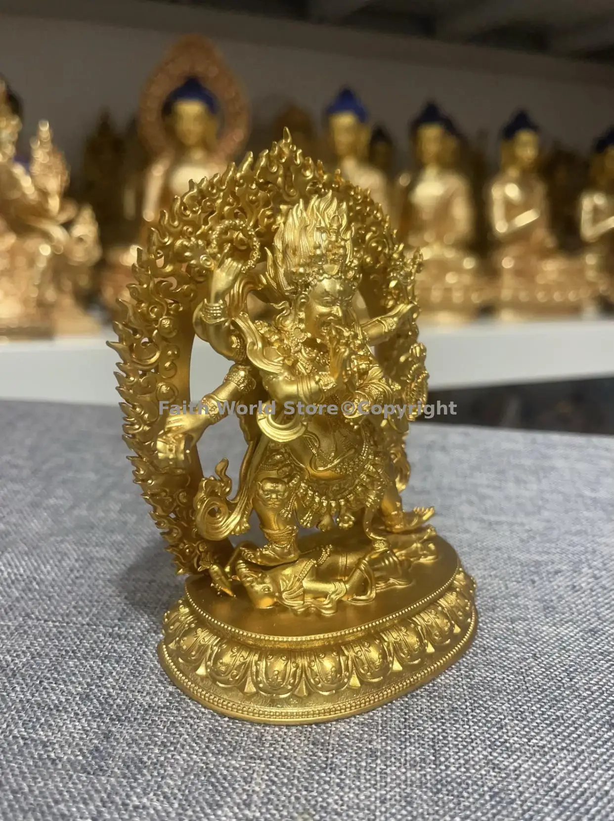 Buddhism temple altar Rare gilding Mahakala Gonpo Shiva Vairocana buddha worship Exorcism expel demons Efficacious Protection