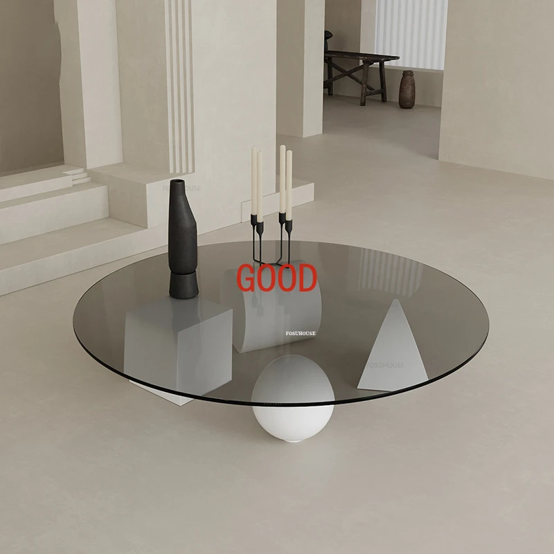 Light Luxury Glass Coffee Tables Home Balcony Side Table Creative Geometric Art Round Corner Table Nordic Living Room Furniture