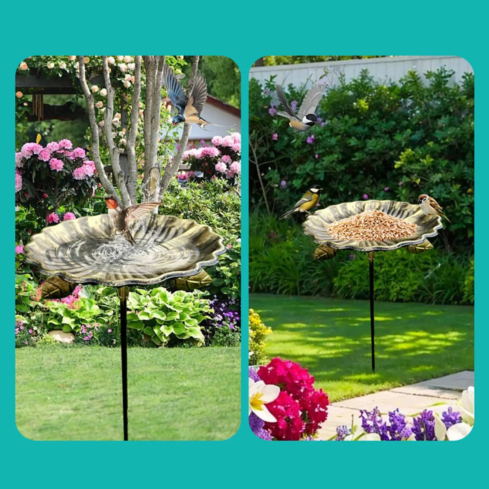 

Outdoor Birdbaths Weather Resistant Pet Feeding Tray Standing Metal Bird Bath Feeder Bowls For Parrot Sparrow Parakeet Budgies