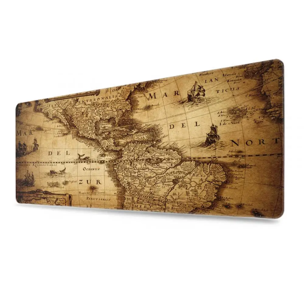 Retro navigation Map Art HD Mouse Pad Gamer Mousepad Large Mouse Mat Natural Rubber Desk Rug PC Desk Mats Design Mousepads