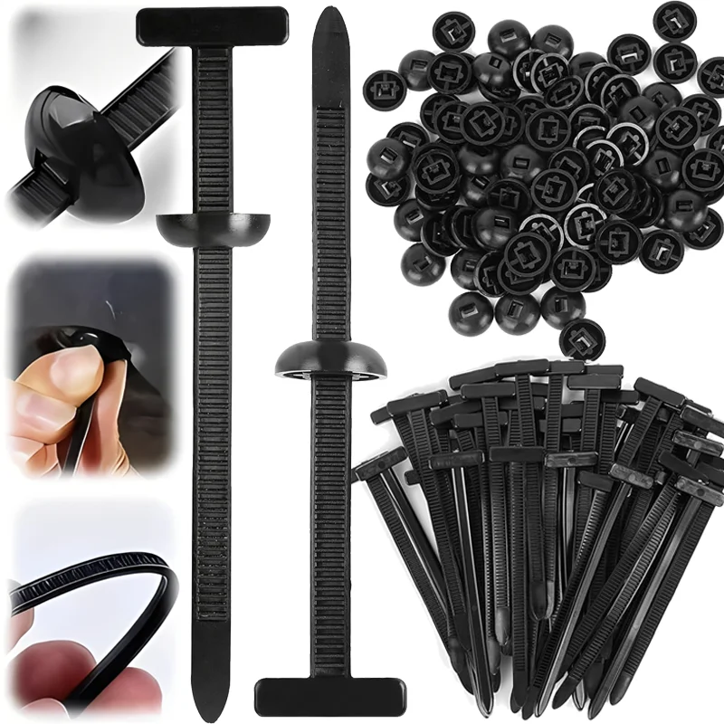 Nylon Universal Tie Buckle Self-locking Cord Wire Management Straps Fastener Fixing Cable Ties for Car Fender Trunk Repair