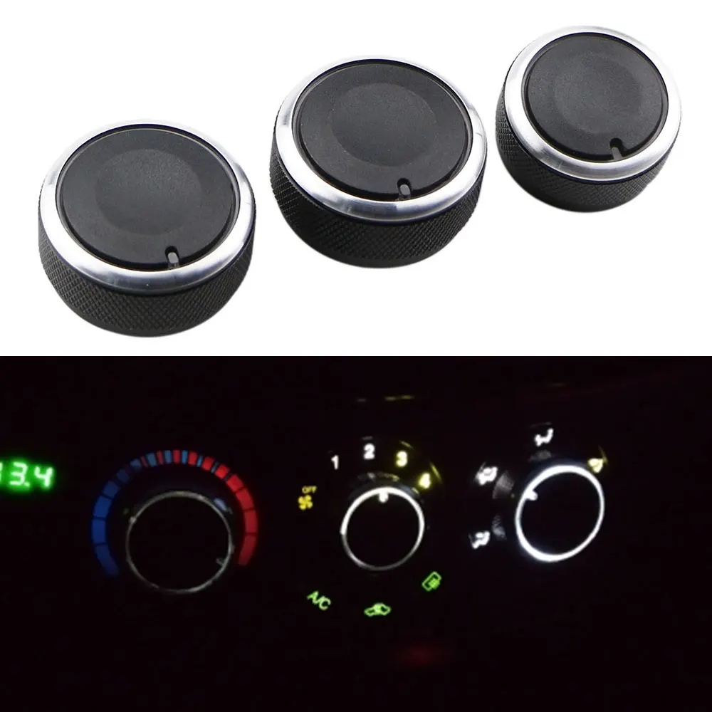 3pcs Aluminium Auto Replacement Air Conditioning AC Panel Control Switch Knob For Chevrolet Lova 2006-2014 Interior Accessories