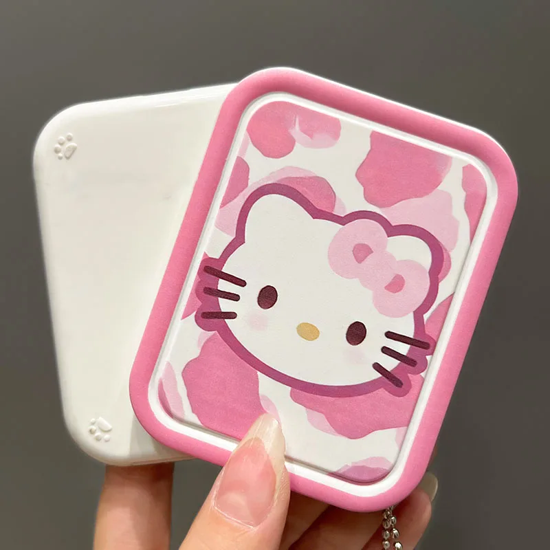 Kawaii Sanrio Anime Foldable Double-Sided Mirror Cute Hello Kitty Cartoon Portable Non-Slip Student Makeup Mirror Gift for Girls