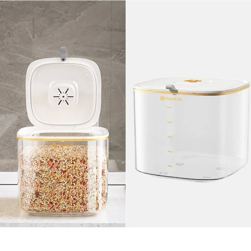 Moisture Proof Insect Proof Rice Box 5/10KG Grain Sealed Jar Rice Bucket Sealed Cereals and Cereals Kitchen Container Bucket