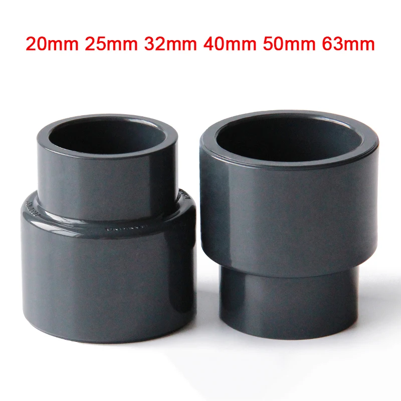 

20/25/32/40/50/63mm Dark Grey PVC Straight Reducing Connectors Water Pipe Garden Irrigation Water Tube Jointor Aquarium Adapter