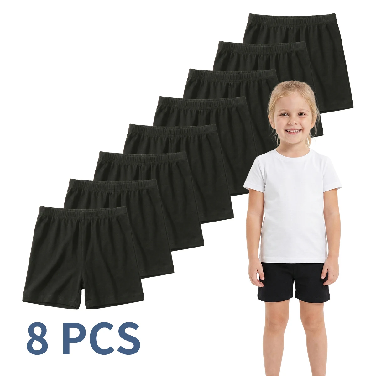 8 PCS Toddler Girls' Anti-Sheer Safety Shorts - 3/4 Length for Kids, Babies & Children, All-Season Comfort​