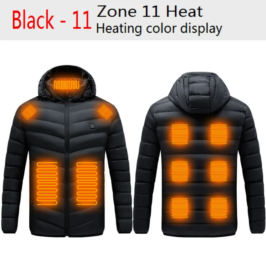 Men USB Infrared 11 Heating Areas Vest Jacket Men Winter Electric Heated Vest Waistcoat For Sports Hiking Oversized 6XL