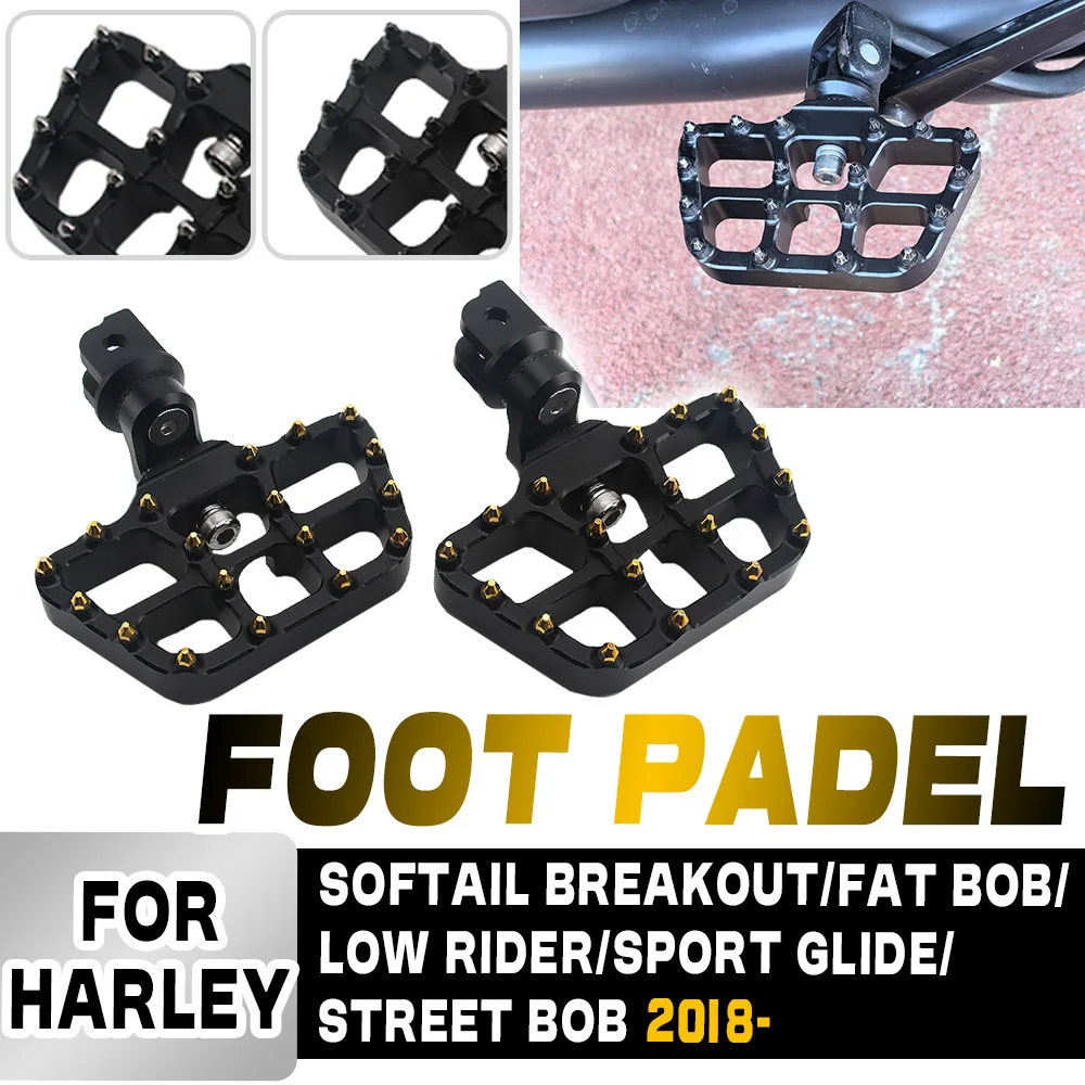 

For Harley Davidson Softail Breakout Fat Bob 114 FXFBS Low Rider FXLR Motorcycle Anti-Slip Foot Rests Pedals Adjustable Footpegs