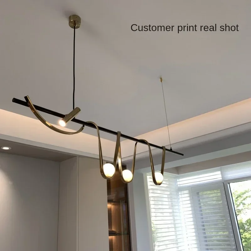 

Minimalist Nordic Creative LED Leather Restaurant Light Modern Living Room Showroom Bar Sample Room Belt Pendant Light