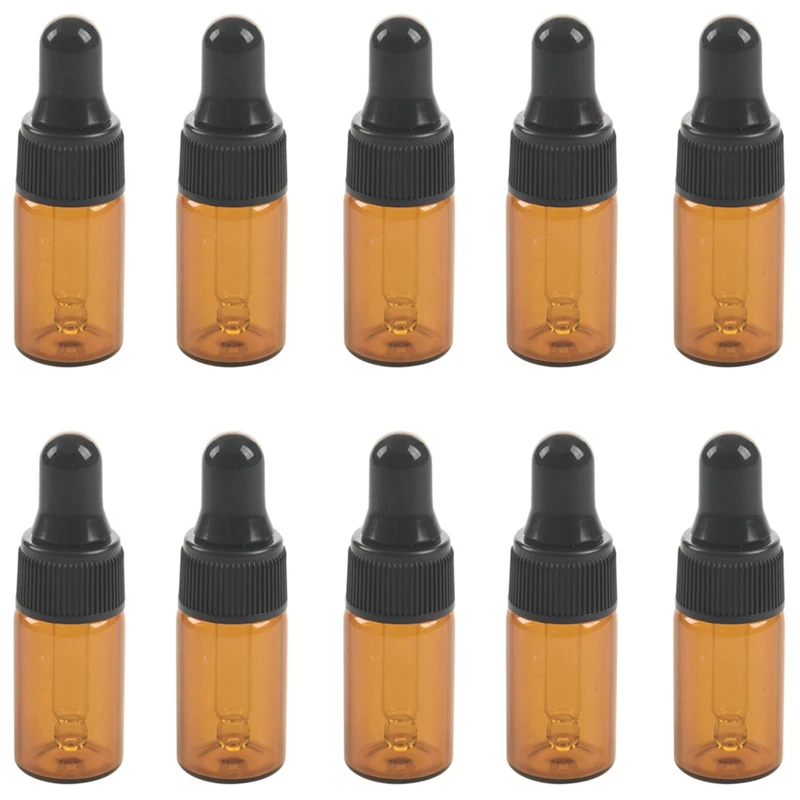 10pcs 3ml Empty brown Glass Dropper Bottles with Pipette for Essential Oil-DTB1