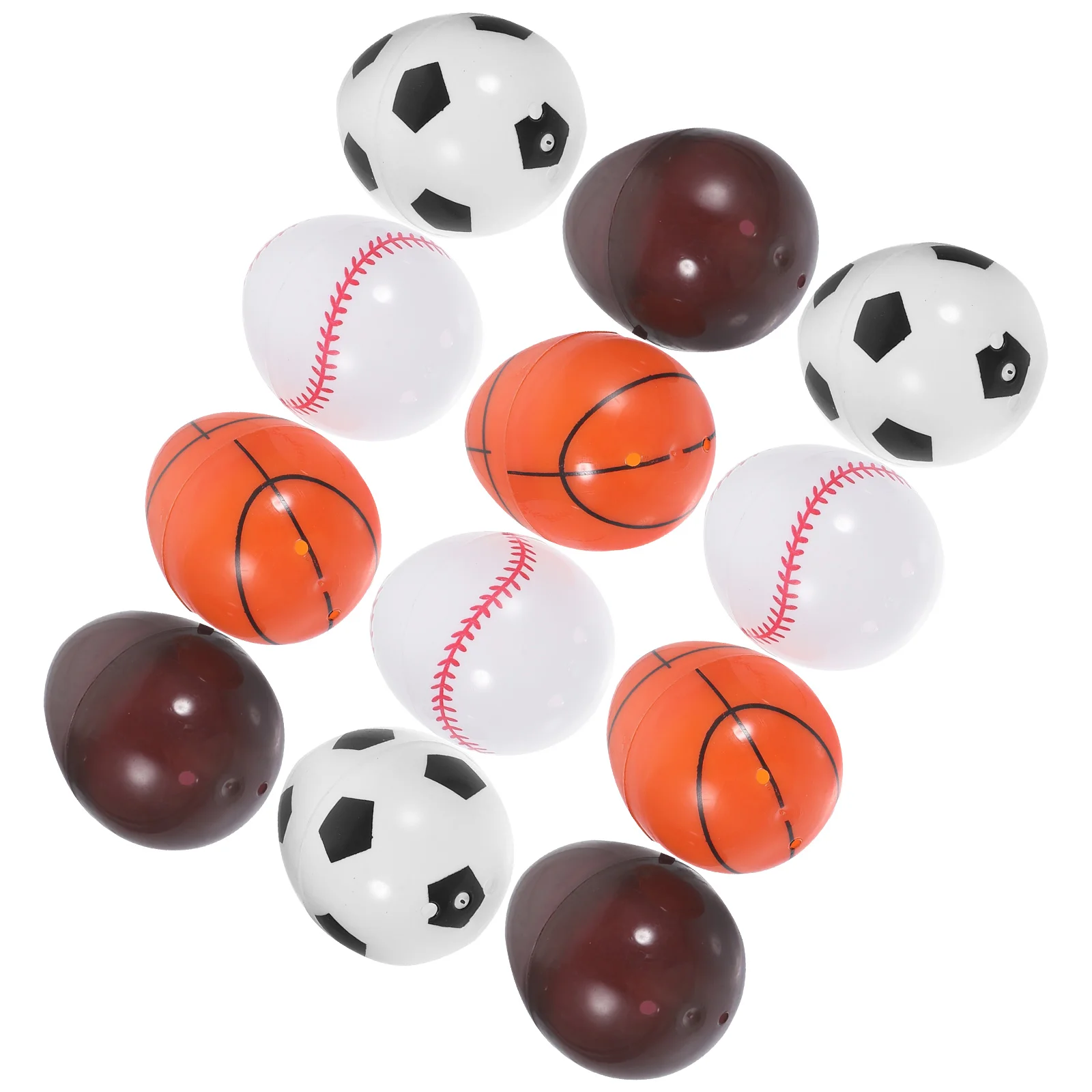 

12 Pcs Sports Themed Easter Eggs Ornament Giant Candy Gift Boxes Fillable Ornaments Plastic Colorful Decorations Child Party