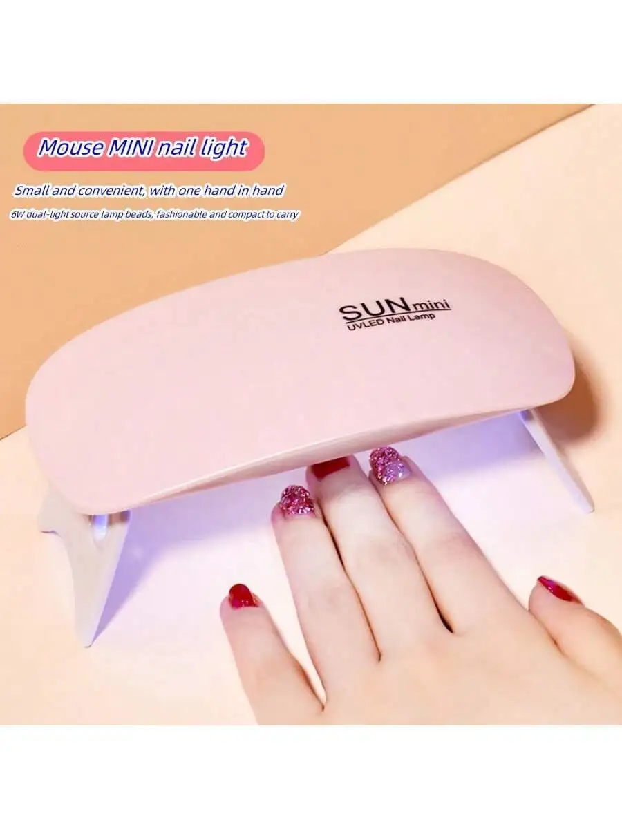 1PC Mini Portable Folding Mouse Light USB Mini Light Therapy Machine Dryer Nail Baking Light (All-In-One Line)