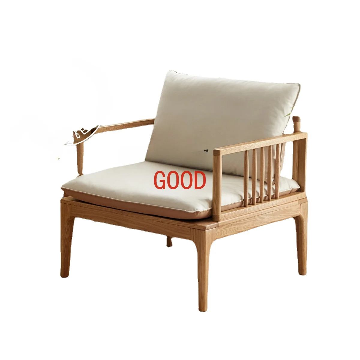 

Solid Wood Sofa Living Room Oak Arhat Bed Sofa Household Single-Seat Technology Cloth Sofa